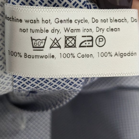 Eton | Slim Fit Micro Print Poplin Shirt in Navy & White - Picture 10 of 12